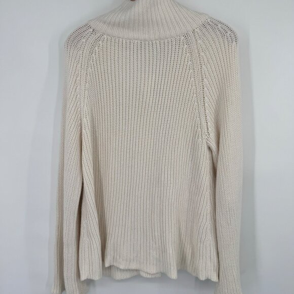 Talbots Womens size XL ivory Cardigan chunky Sweater Toggle Buttons Cotton cashm - Picture 10 of 10